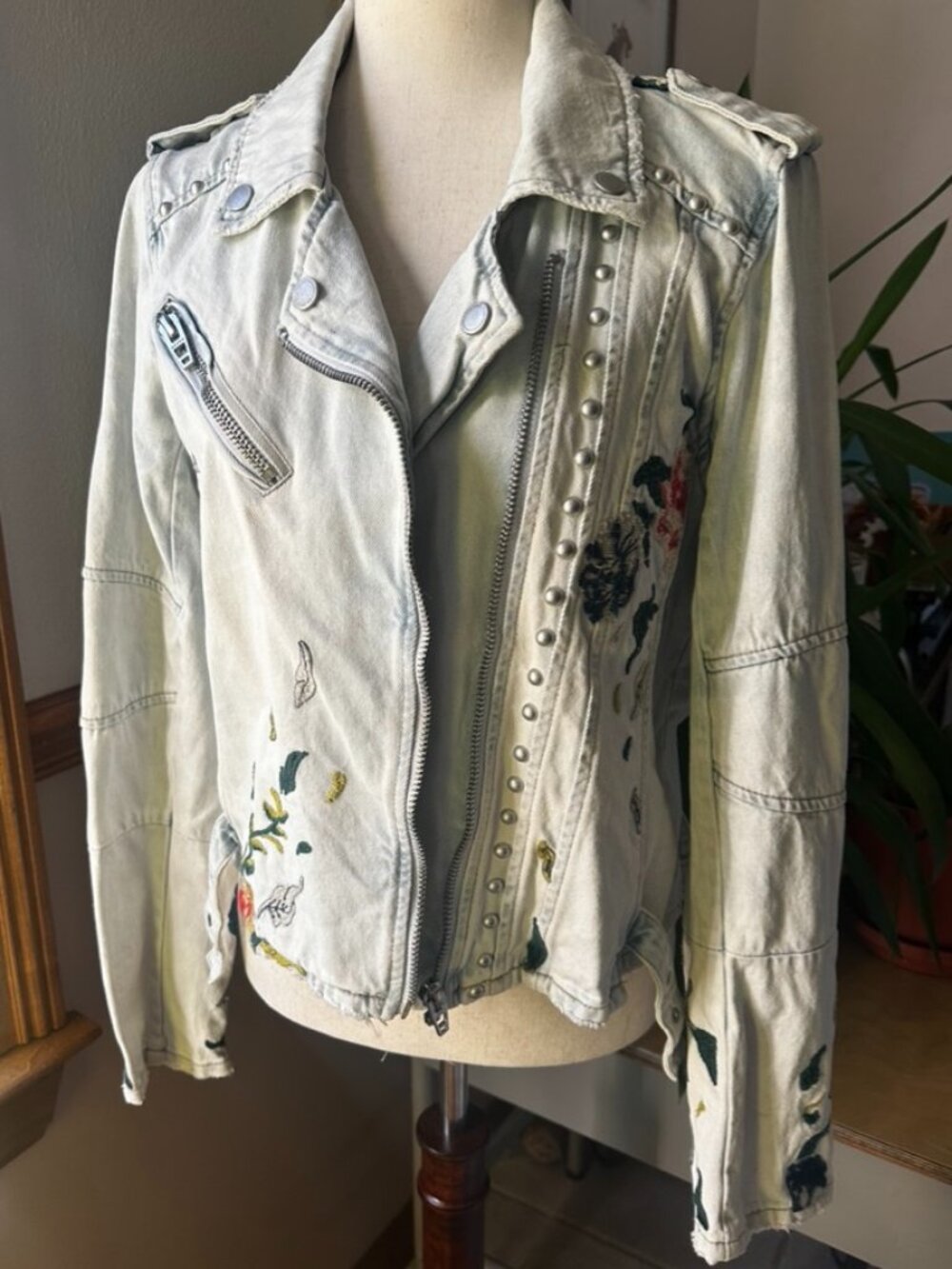 Blank NYC Embellished Denim Jacket, Light Wash, Large